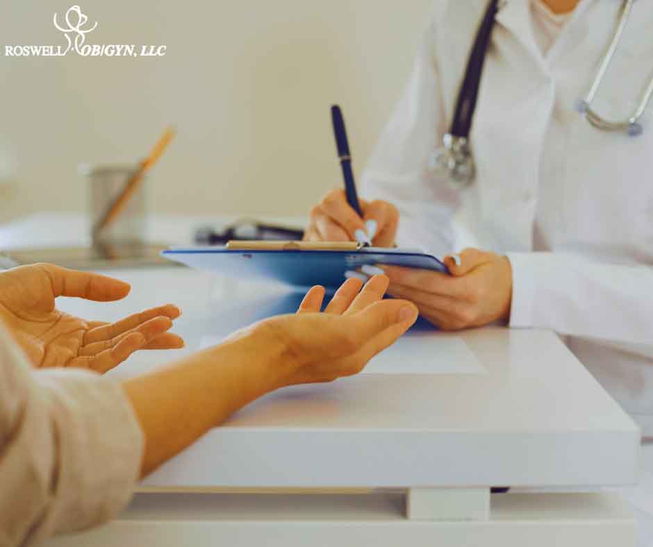 Patient consulting with doctor about hormone replacement therapy options